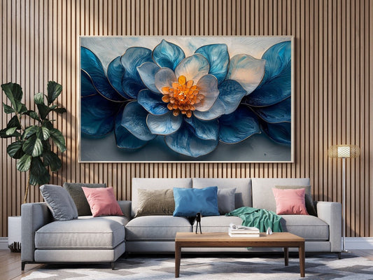 Tablou Canvas floare albastra vibrant in mijlocul naturii calme | The Print Studio