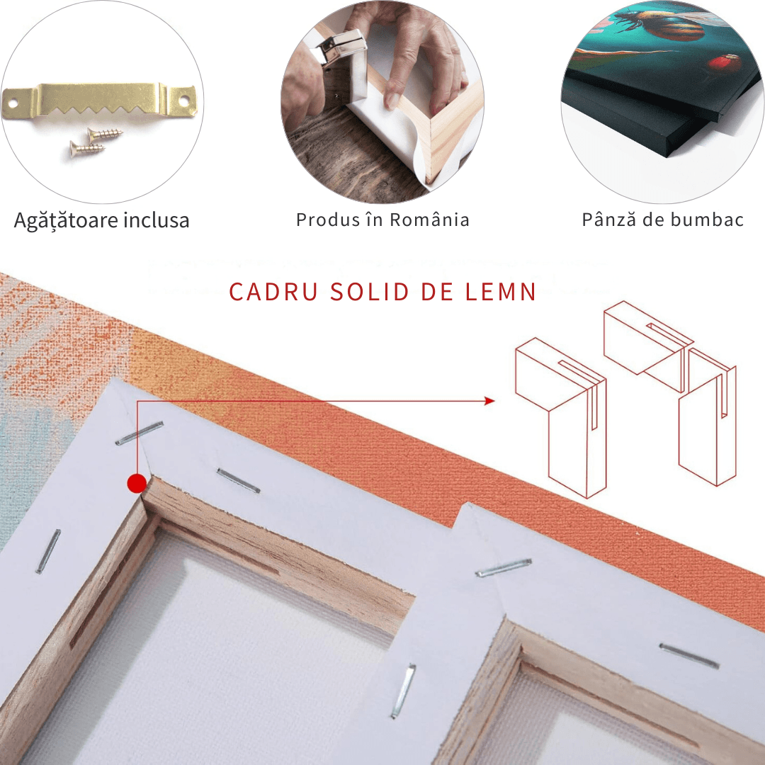 Tablou Canvas personaj iconic pop art culori vibrante si elemente crypto | The Print Studio