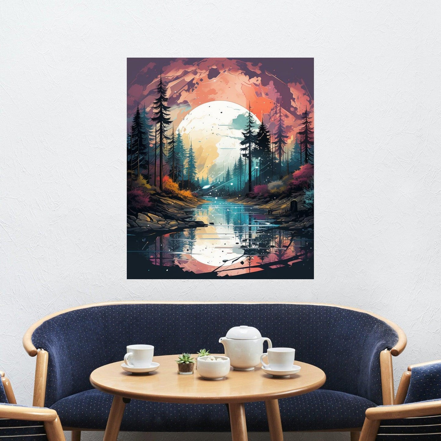 Tablou Canvas noapte sub clar de luna plina seren | The Print Studio