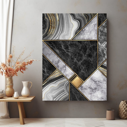 Tablou Canvas design geometric negru si auriu rafinat | The Print Studio