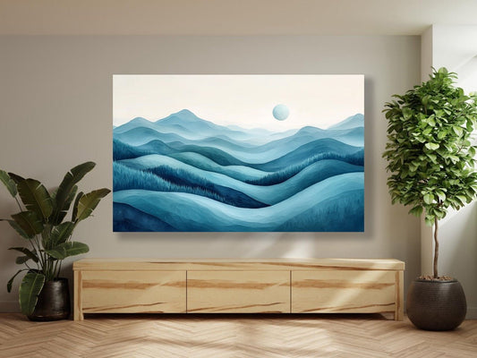 Tablou Canvas Munti albastri in apus seren | The Print Studio