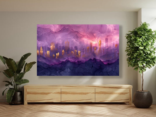Tablou Canvas oras albastru-violet stralucitor seara | The Print Studio