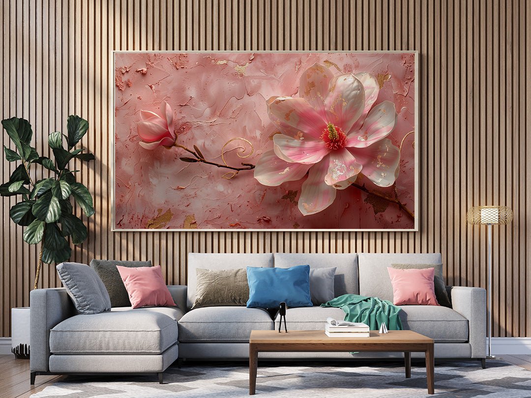 Tablou Canvas floare magnolie roz in nuante pastelate delicate | The Print Studio