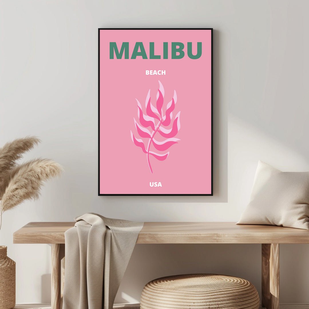 Tablou Canvas plaja Malibu roz pastel in stil minimalist | The Print Studio