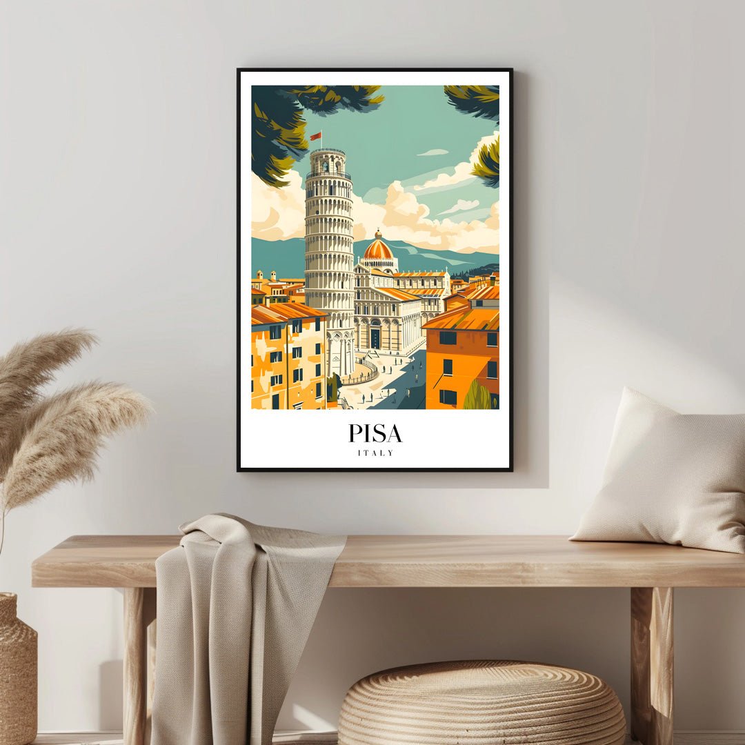 Tablou Canvas Print Pisa Turn inclinat cer luminos stil retro