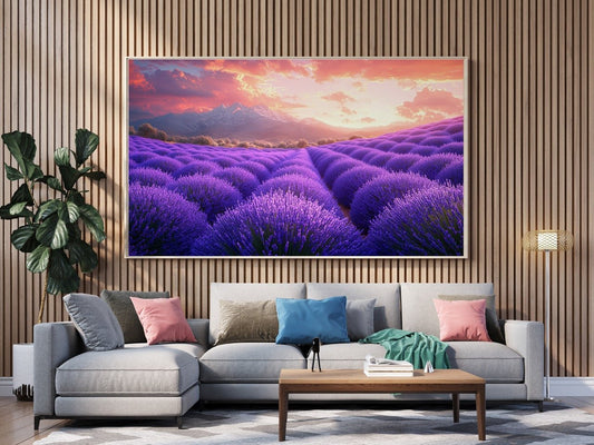 Tablou Canvas camp de lavanda sub apus feeric | The Print Studio