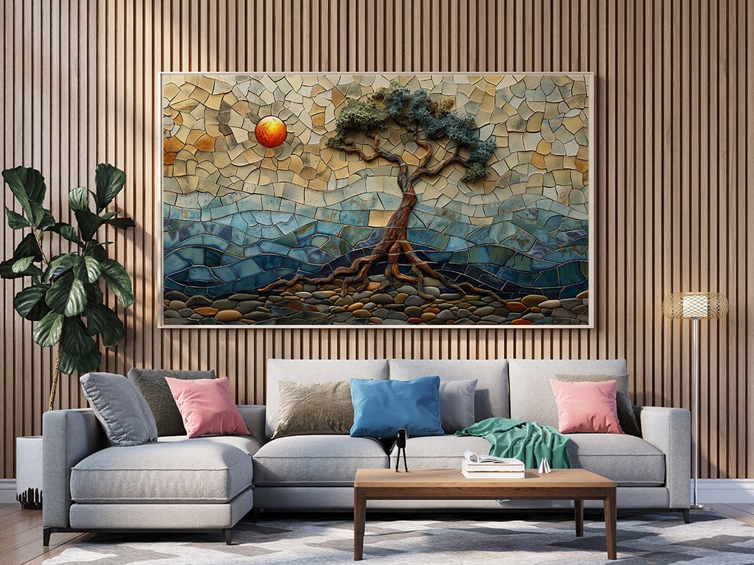 Tablou Canvas arbore mozaic vibrant in peisaj abstract | The Print Studio