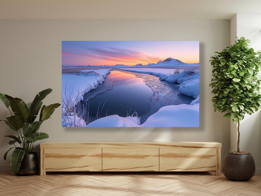 Tablou Canvas apus de iarna scaldat in lumina rece | The Print Studio