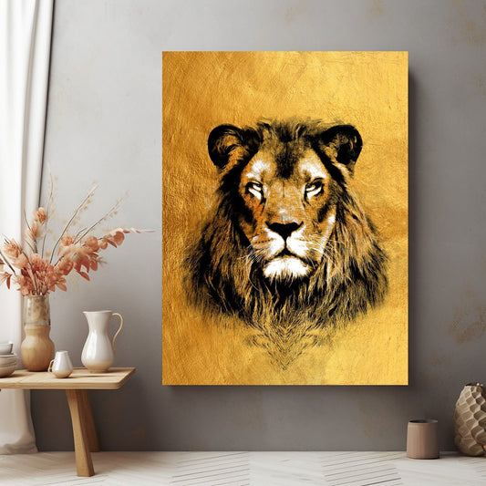 Tablou Canvas leu regal auriu in tonuri moderne de lux | The Print Studio
