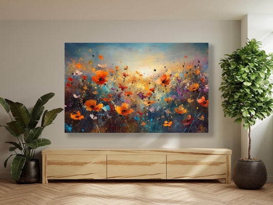 Tablou Canvas Apus vibrant peste camp flori colorat | The Print Studio