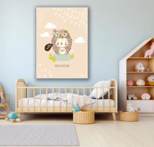 Tablou Canvas arici vesel cu mesaj incurajator pentru copii | The Print Studio