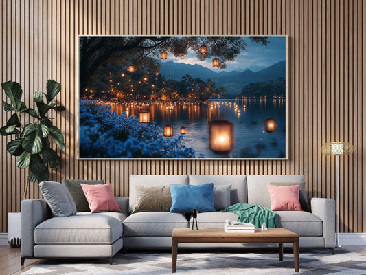 Tablou Canvas lac invaluit in lumina feerica a naturii | The Print Studio
