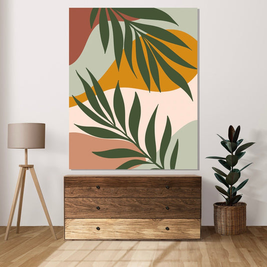 Tablou Canvas frunze abstracte in nuante pastelate delicate | The Print Studio