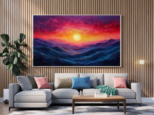 Tablou Canvas soare apus peste munti fascinanti | The Print Studio