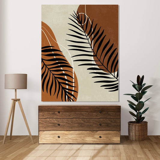 Tablou Canvas Frunze Abstracte Elegante pe Fundal Simplu | The Print Studio
