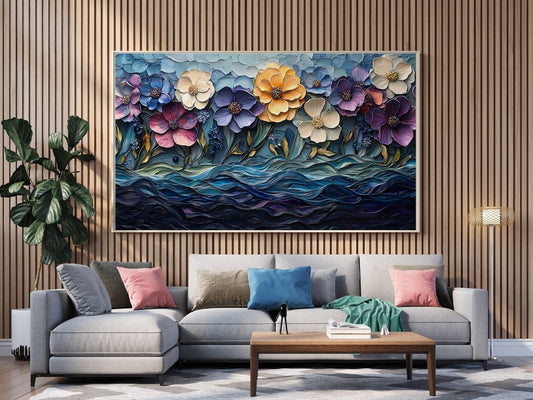 Tablou Canvas floare radianta intr-un peisaj marin 3D | The Print Studio