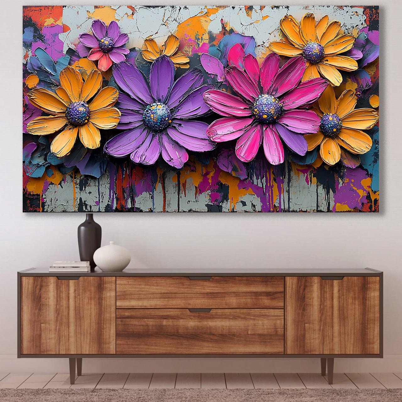 Tablou Canvas flori vibrante abstracte pentru decor modern | The Print Studio