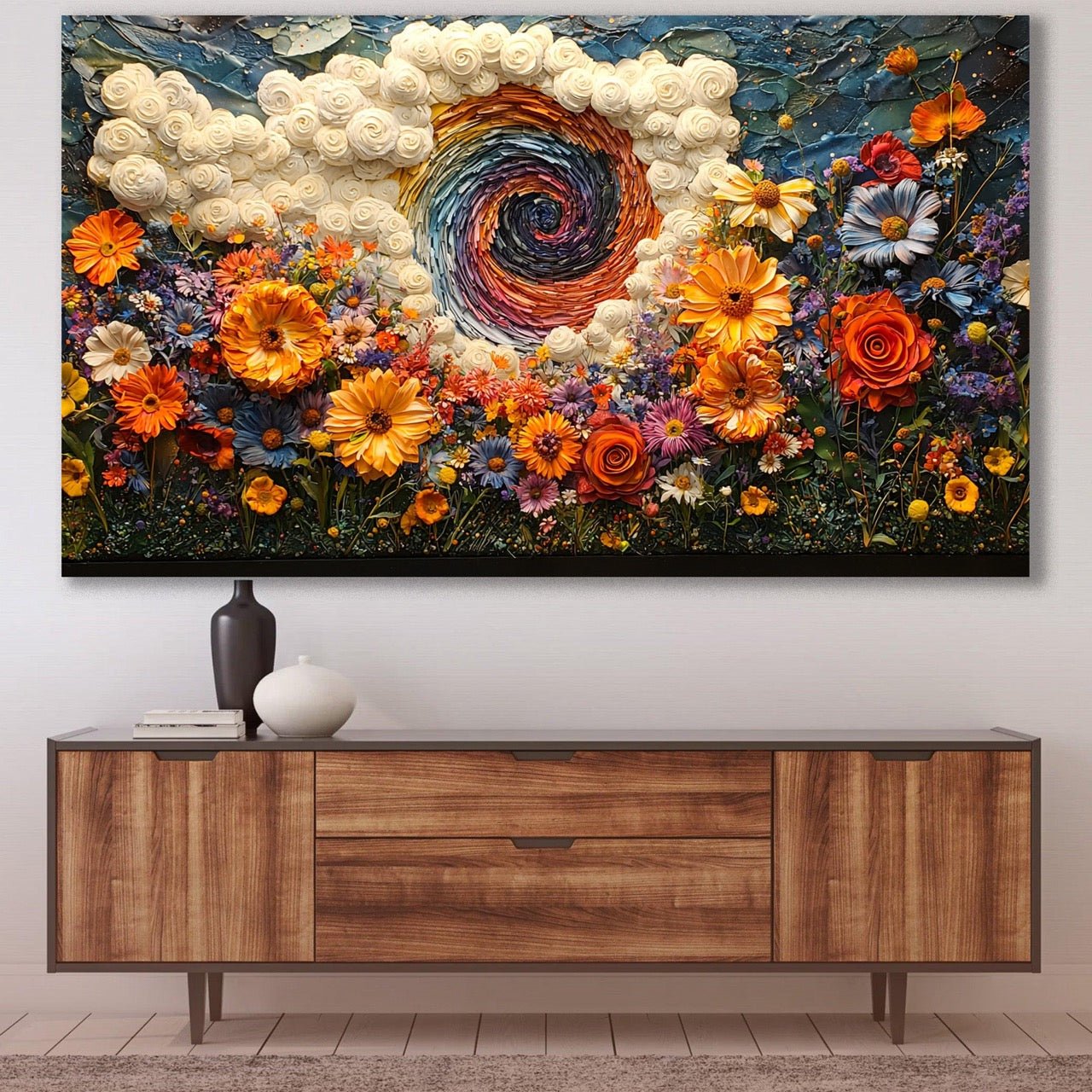 Tablou Canvas vartej floral vibrant in gradina plina de culoare | The Print Studio