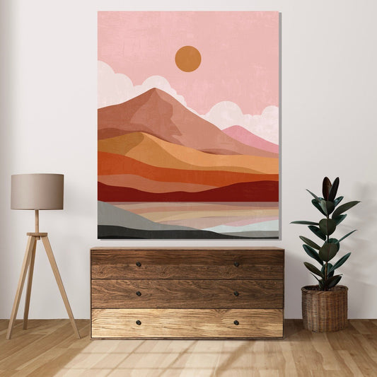 Tablou Canvas apus montan in nuante pastelate delicate | The Print Studio