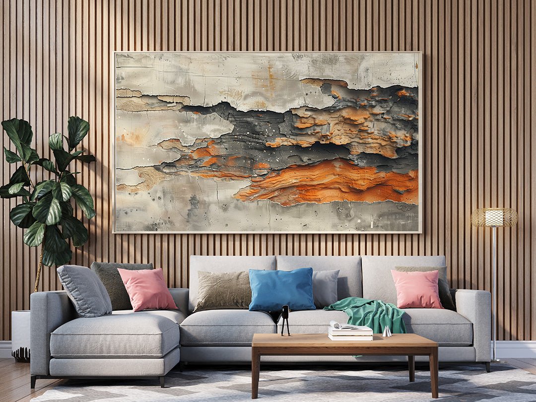Tablou Canvas straturi nisip portocaliu si gri meditativ | The Print Studio