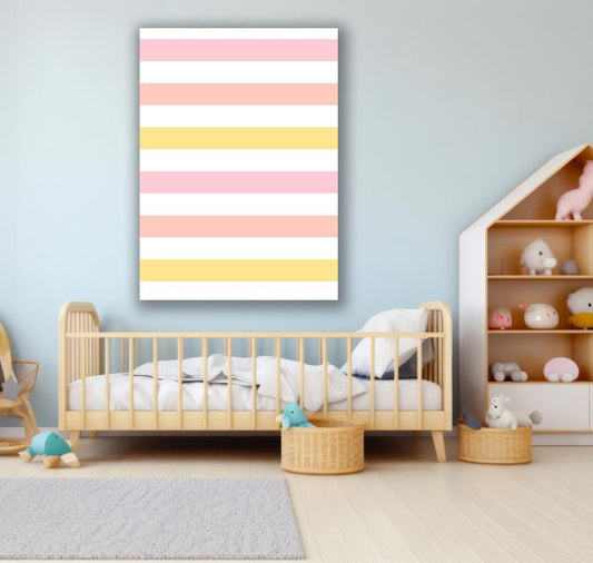 Tablou Canvas culori pastelate cu dungi vesele pentru copii | The Print Studio