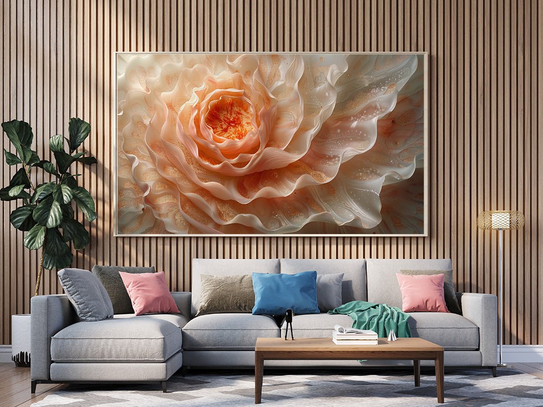 Tablou Canvas floare portocalie cu petale elegante stil abstract | The Print Studio