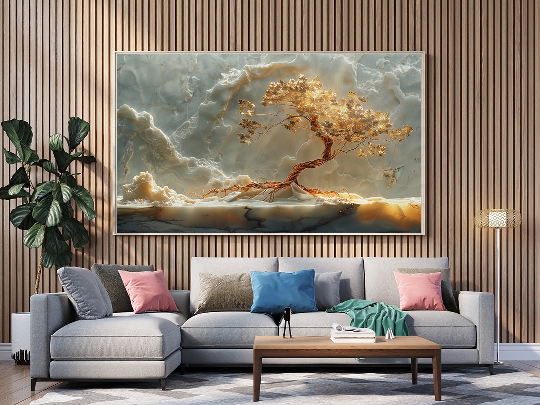 Tablou Canvas copac auriu scaldat in lumina naturala | The Print Studio