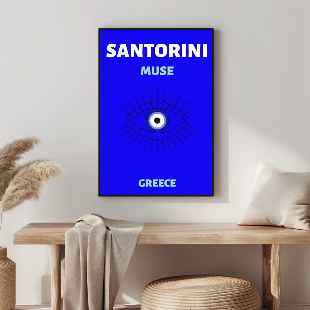 Tablou Canvas ochi albastru Santorini in stil modern | The Print Studio