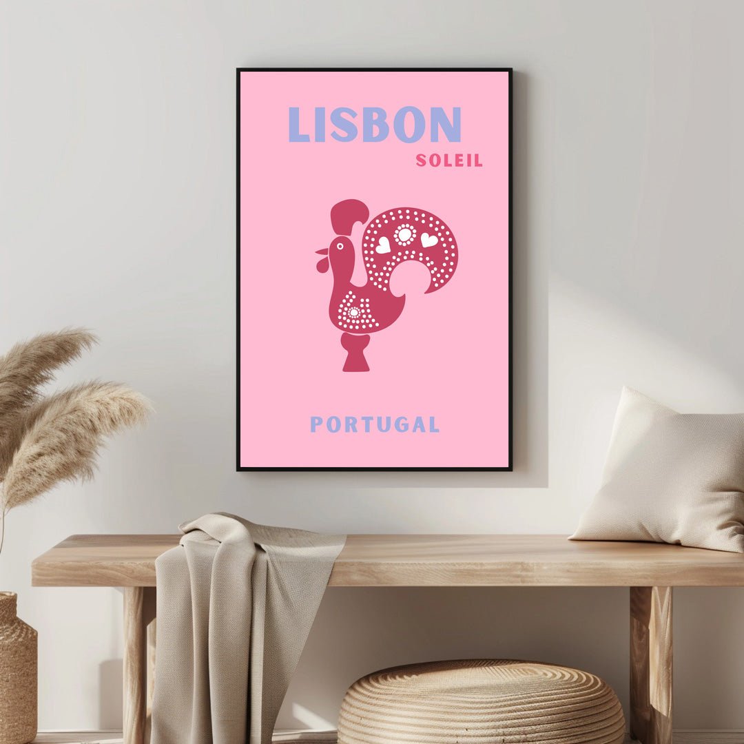 Tablou Canvas Print cocos portughez, roz vibrant, stil grafic