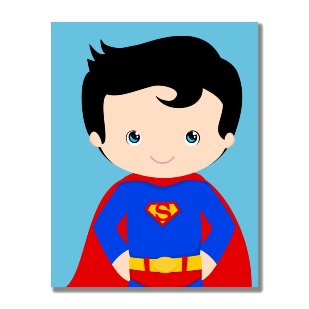 Tablou Canvas zambetul eroului in albastru si rosu vibrant | The Print Studio