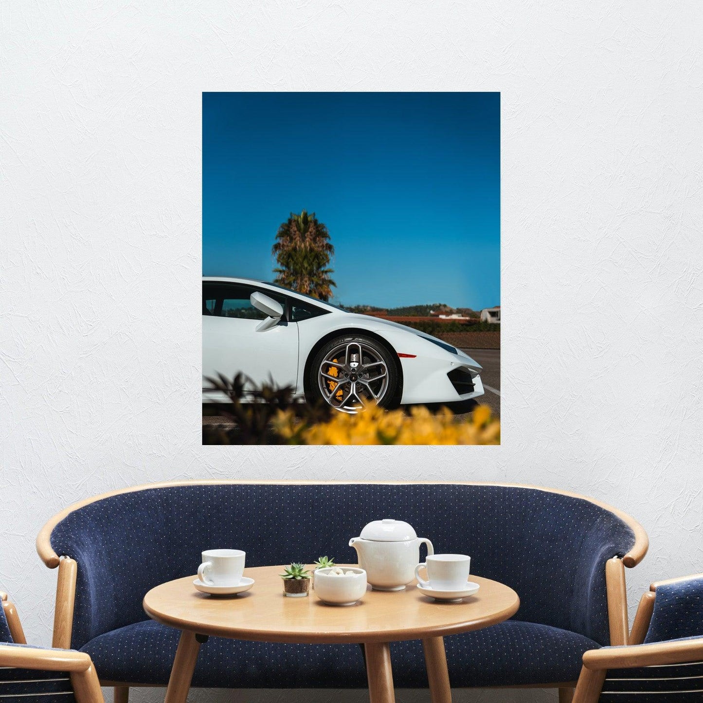 Tablou Canvas masina sport galbena stralucind in soare | The Print Studio