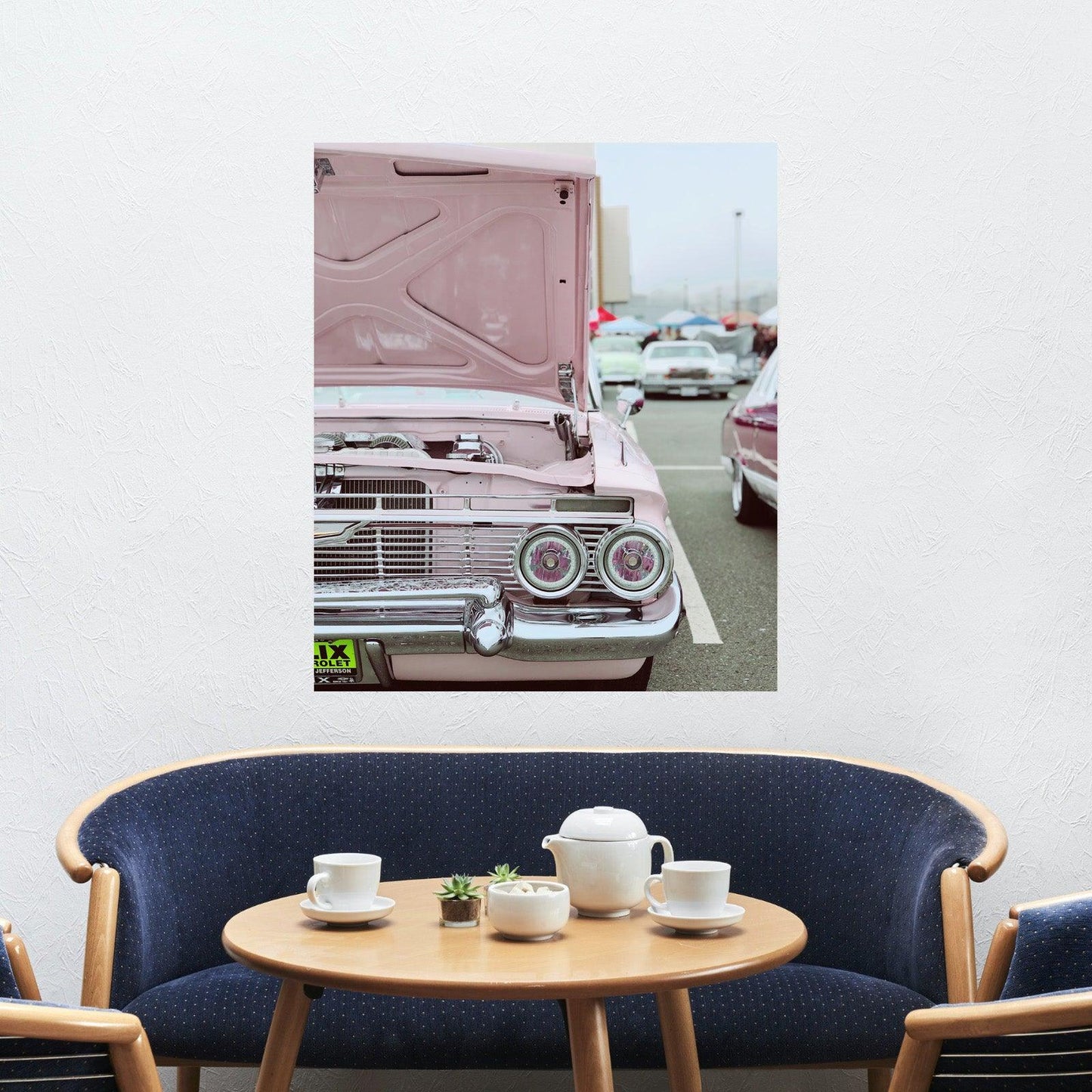 Tablou Canvas masina epoca eleganta culoare roz | The Print Studio