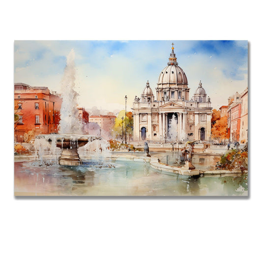 Tablou Canvas acuarela vibranta Roma in culori calde | The Print Studio