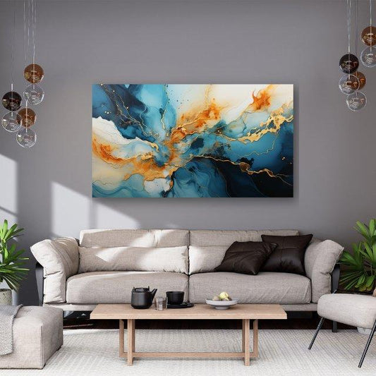 Tablou Canvas amestec vibrant in tonuri de marmura | The Print Studio
