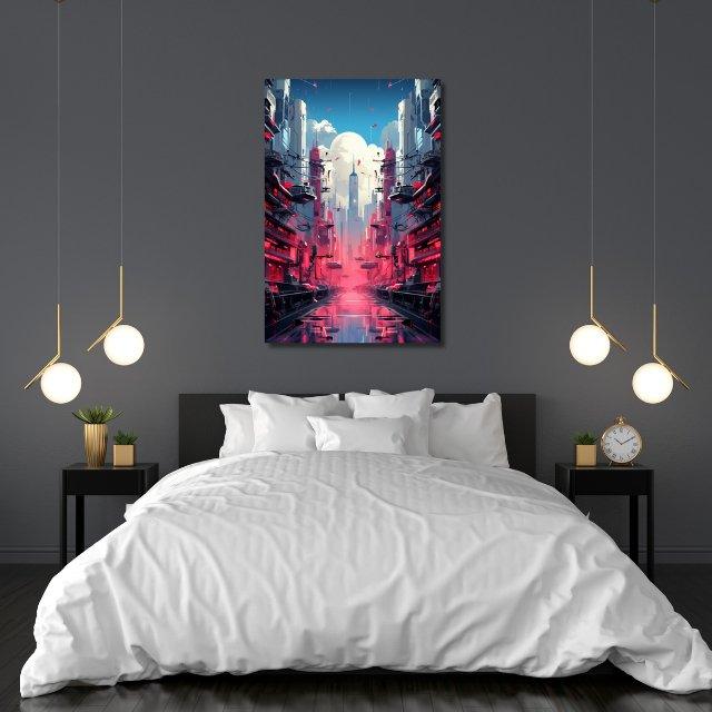 Tablou Canvas oras futuristic cu lumini neon vibrante | The Print Studio