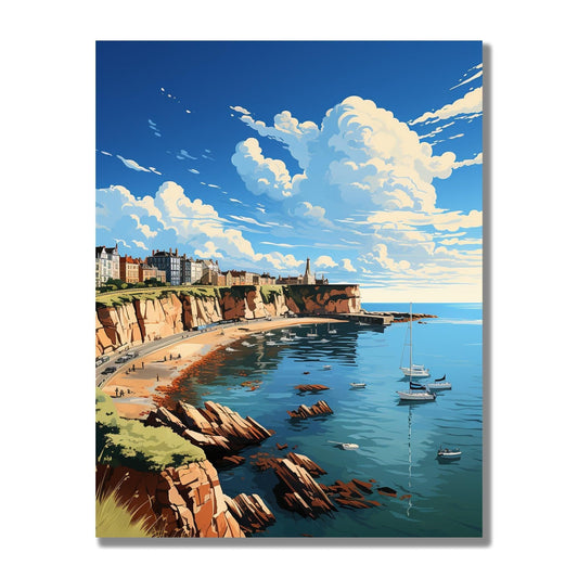 Tablou Canvas coasta italiana insorita sub cer senin | The Print Studio