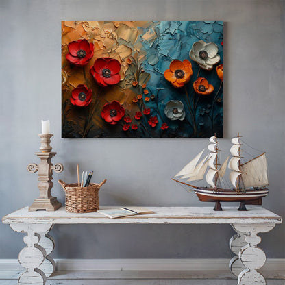 Tablou Canvas flori multicolore intr-un camp cu textura vibranta | The Print Studio