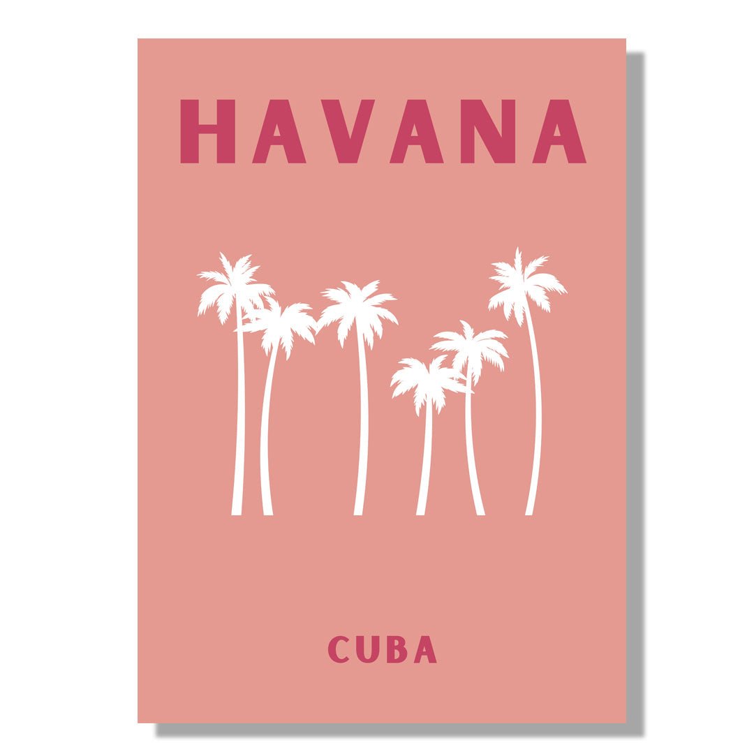 Tablou Canvas palmieri albi eleganti pe fundal roz minimalist | The Print Studio