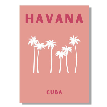 Tablou Canvas palmieri albi eleganti pe fundal roz minimalist | The Print Studio