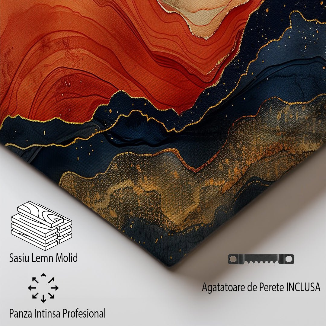 Tablou Canvas Munte Abstract in Albastru, Rosu si Galben Vibrant | The Print Studio