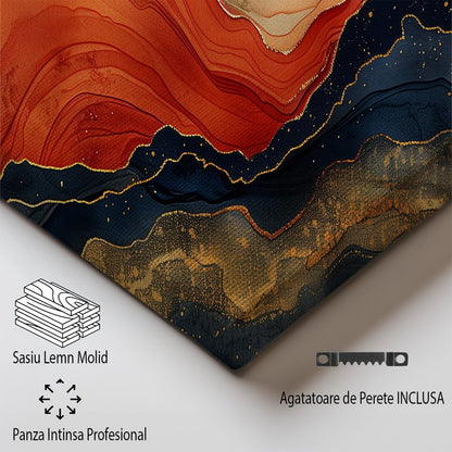 Tablou Canvas Munte Abstract in Albastru, Rosu si Galben Vibrant | The Print Studio