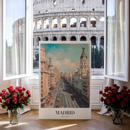 Tablou Canvas bulevard Madrid sub cer senin | The Print Studio