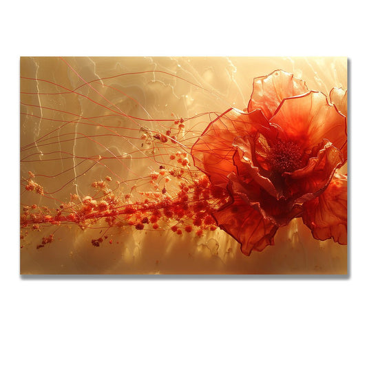 Tablou Canvas floare rosie delicata pe fond luminos abstract | The Print Studio