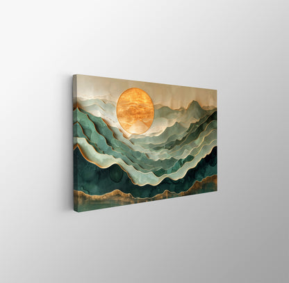 Tablou Canvas peisaj montan abstract cu linii si lumini | The Print Studio
