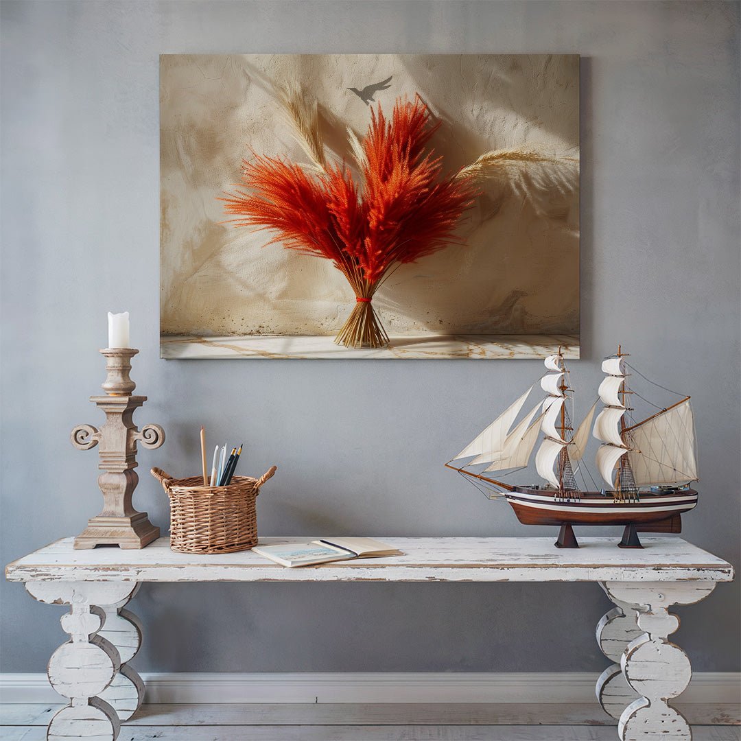 Tablou Canvas Buchet Iarba Pampas Decor Minimalist Realist | The Print Studio