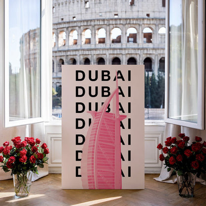 Tablou Canvas Hotel Iconic Dubai in Stil Pop-Art Vibrant | The Print Studio