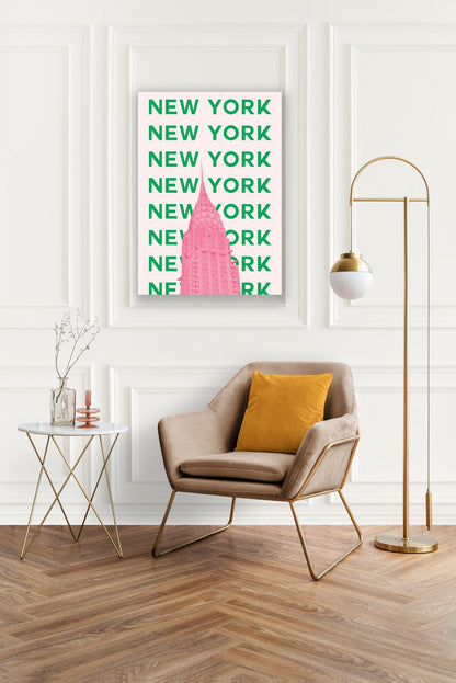 Tablou Canvas text vertical New York oras iconic in stil pop art | The Print Studio