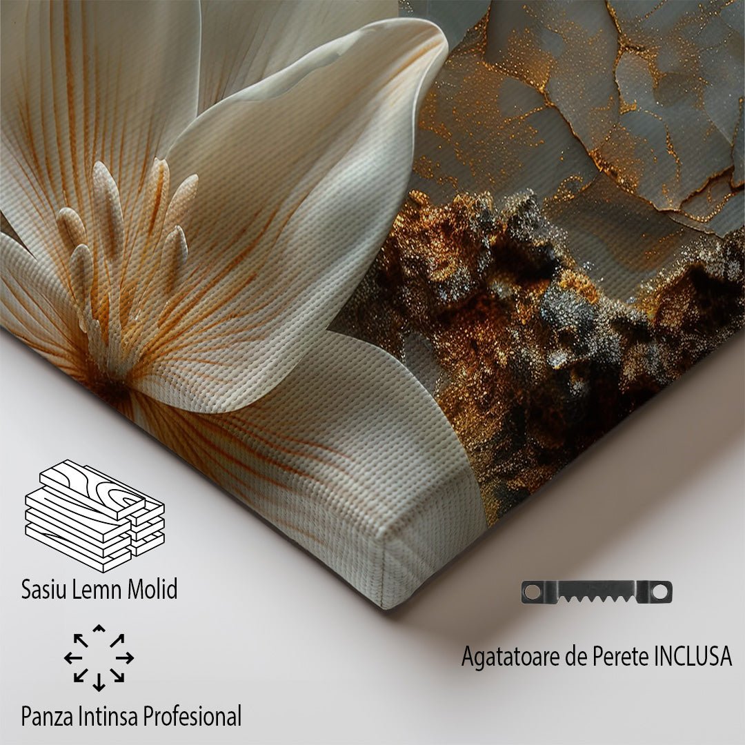 Tablou Canvas floare eleganta pe fundal abstract de marmura | The Print Studio