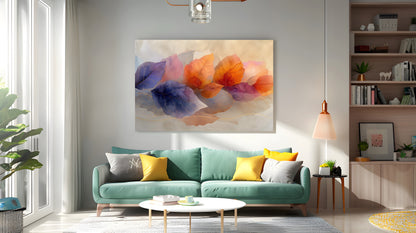 Tablou Canvas frunze colorate in tonuri de toamna si lumina calda | The Print Studio