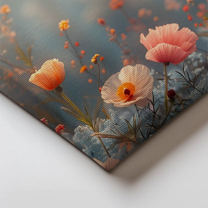 Tablou Canvas camp pastelat de flori intr-un peisaj realist | The Print Studio